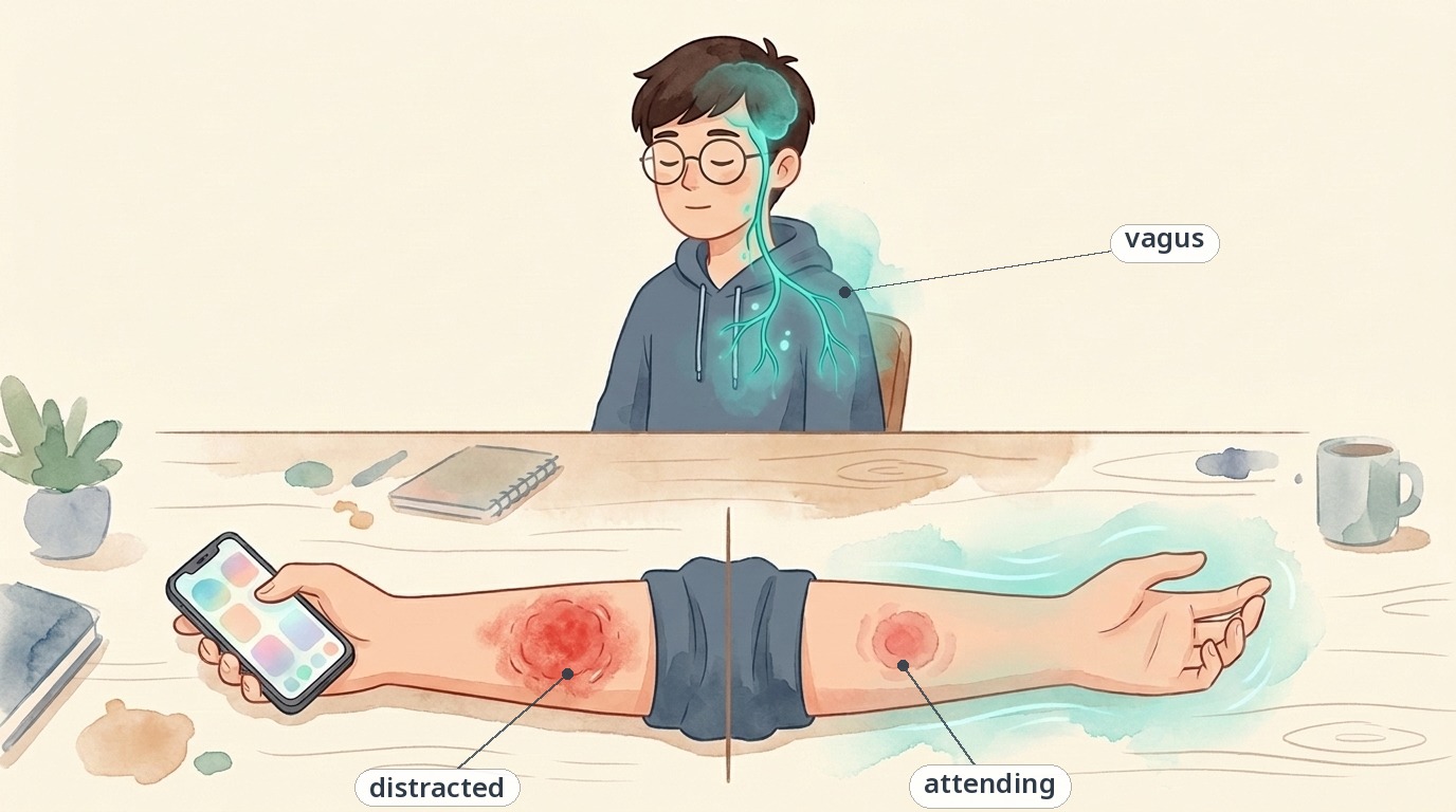 分心与注意身体：同样的皮肤炎症，反应大小不同