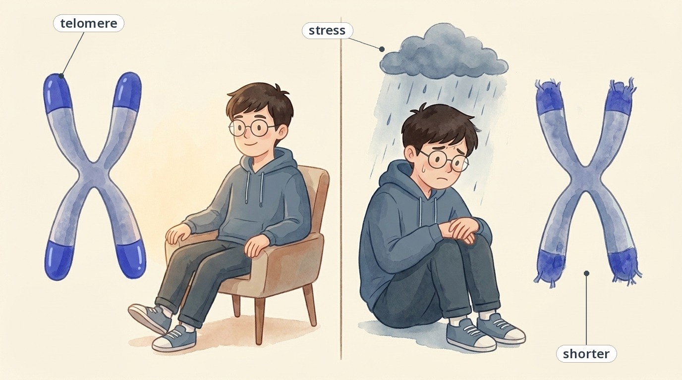 情绪与基因组：长期压力下，染色体末端的端粒更短