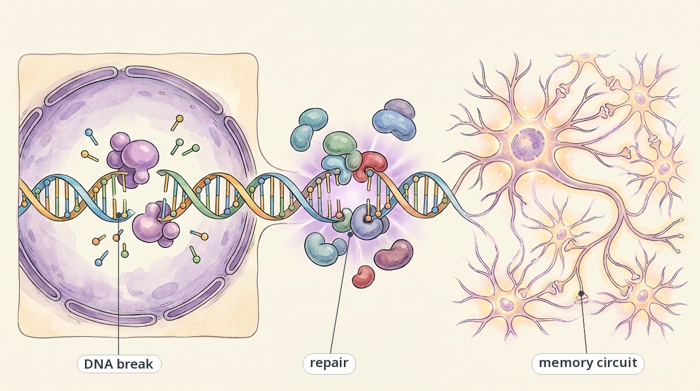一条记忆的诞生：剪开 DNA → 修复 → 接入记忆回路