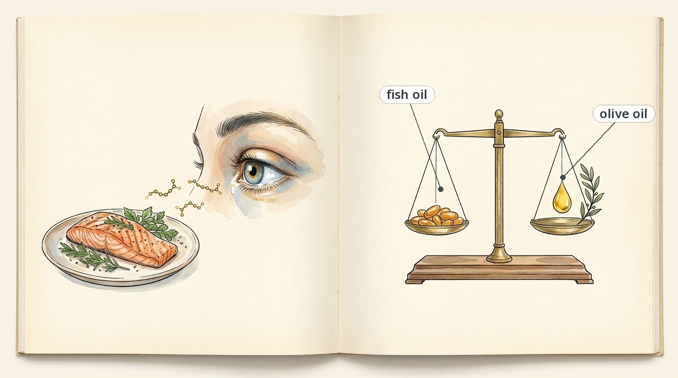 Omega-3 与干眼：吃鱼可以；大型试验里，鱼油和橄榄油安慰剂打平